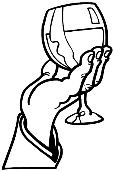 Hand holding wine glass vinyl sticker. Customize on line. Restaurants Bars Hotels 079-0514